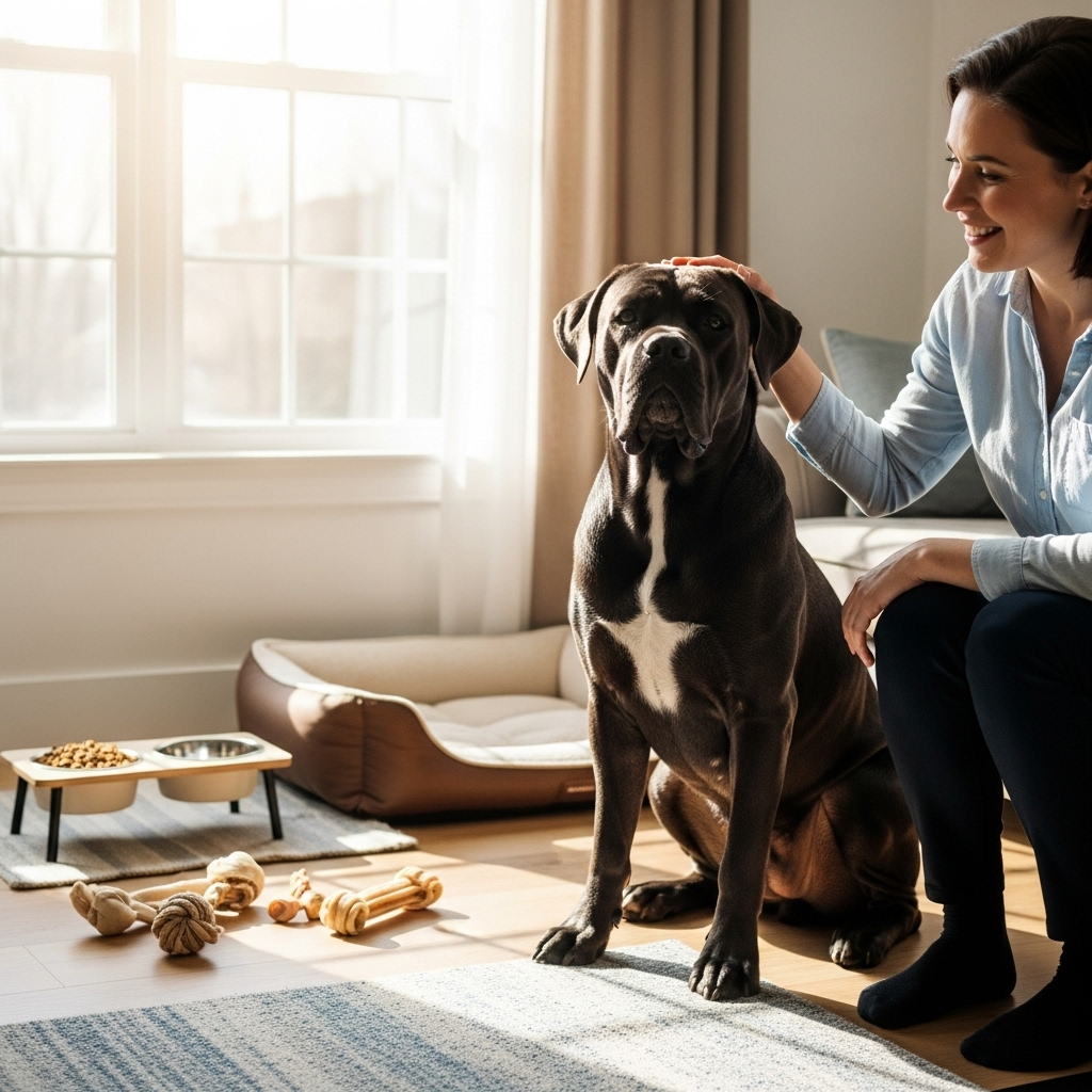 Generate an eye-catching, high-quality featured image prompt for a blog post about: Cane Corso Facts