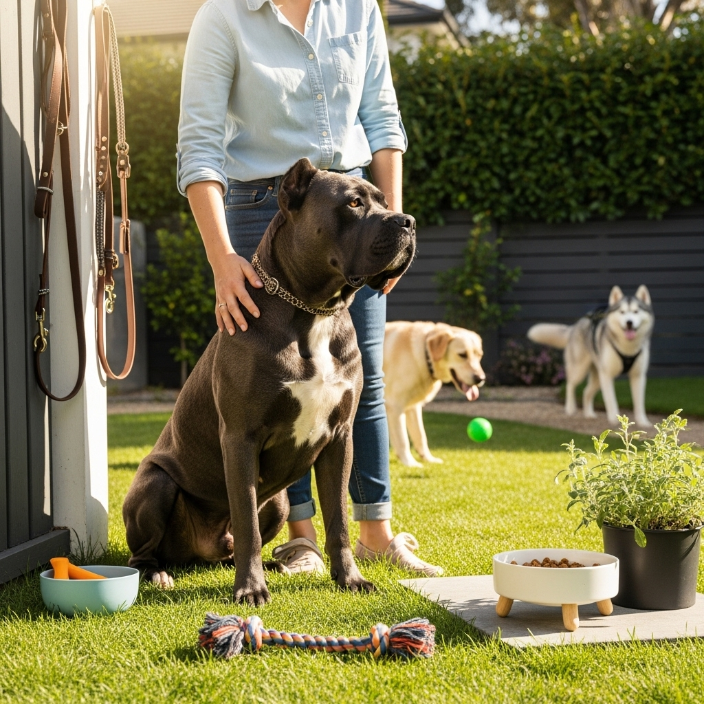 Generate an eye-catching, high-quality featured image prompt for a blog post about: Cane Corso Facts